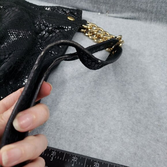 Michael Kors Black Faux Snakeskin Tote Bag With Gold Chain Handles - Picture 8 of 12